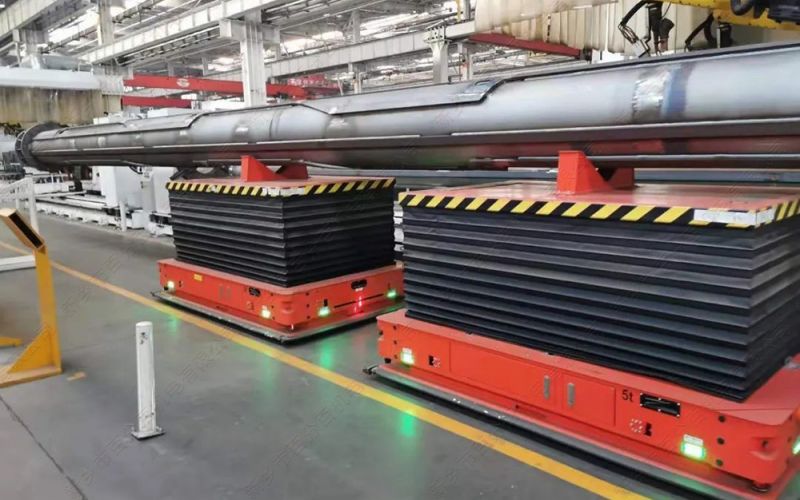 多臺(tái)AGV小車同步運(yùn)行搬運(yùn)大型工件的可行性